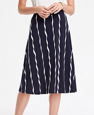 Ann Taylor Wavy Stripes Matte Jersey Flare Skirt