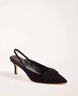 Ann Taylor Aurelia Suede Bow Slingback Pumps