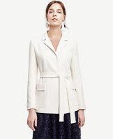 Ann Taylor Refined Tweed Tie Waist Jacket