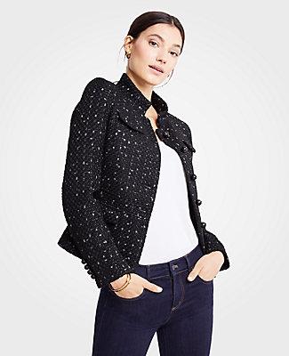 Ann Taylor Tweed Military Jacket
