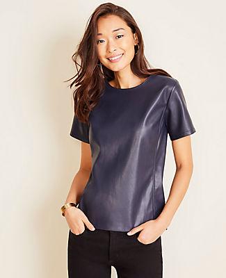 Ann Taylor Faux Leather Ponte Tee