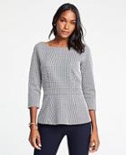 Ann Taylor Helena Plaid Topper 3/4 Slv Peplum