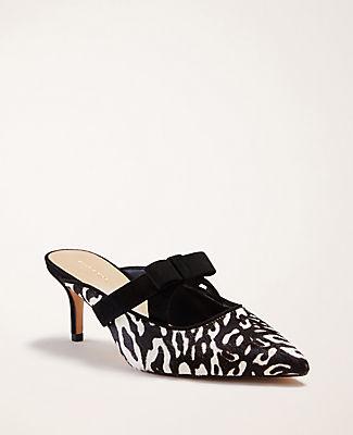 Ann Taylor Cerce Haircalf Bow Mule Pumps