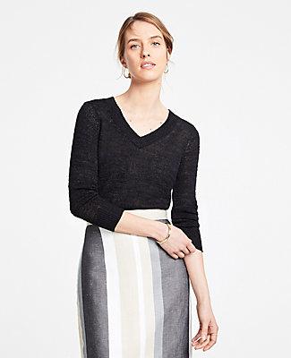 Ann Taylor Textured V-neck Sweater