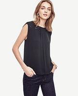 Ann Taylor Embellished Chiffon Top