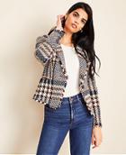 Ann Taylor Plaid Shawl Collar Jacket