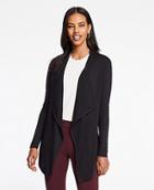 Ann Taylor Piped Draped Open Cardigan