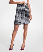 Ann Taylor Houndstooth Button Tab A-line Skirt