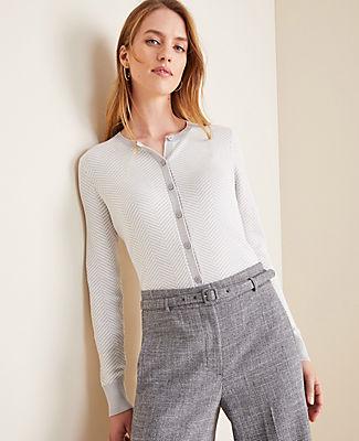 Ann Taylor Chevron Seasonless Yarn Ann Cardigan