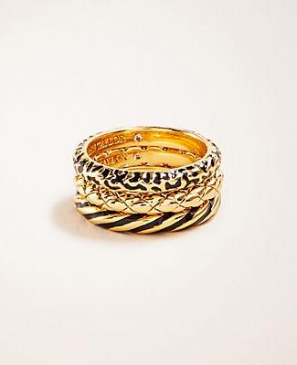Ann Taylor Animal Print Stacked Ring Set
