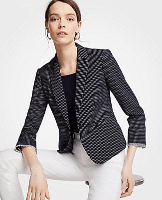 Ann Taylor Geo Check One Button Blazer