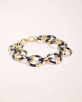Ann Taylor Striped Enamel Link Bracelet