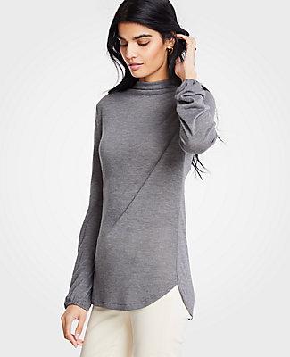 Ann Taylor Mock Neck Balloon Sleeve Knit Top