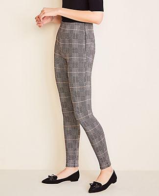 Ann Taylor Plaid Seamed Side Zip Leggings