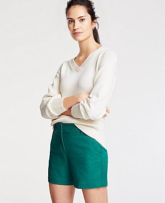Ann Taylor Textured Cotton Mid Shorts