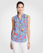 Ann Taylor Island Floral Shirred Popover Shell