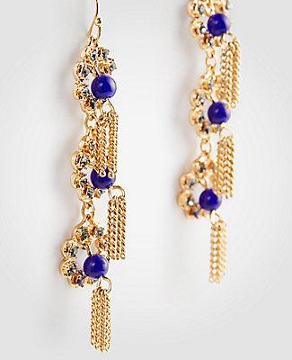 Ann Taylor Pave Flower Tassel Earrings