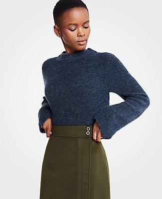 Ann Taylor Boucle Mock Neck Sweater