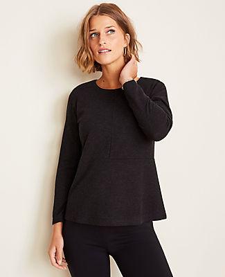 Ann Taylor Brushed Flannel Peplum Top