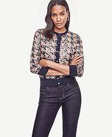 Ann Taylor Sequin Houndstooth Cropped Ann Cardigan