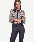 Ann Taylor Sequin Houndstooth Cropped Ann Cardigan