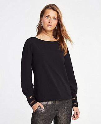 Ann Taylor Cutout Cuff Blouse