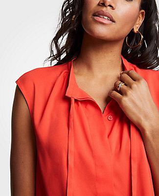 Ann Taylor Tie Neck Button Down Shell
