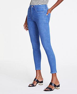 Ann Taylor Performance Stretch Skinny Jeans In Bright Mid Indigo Wash