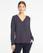 Ann Taylor Spade Pleated Mixed Media Top