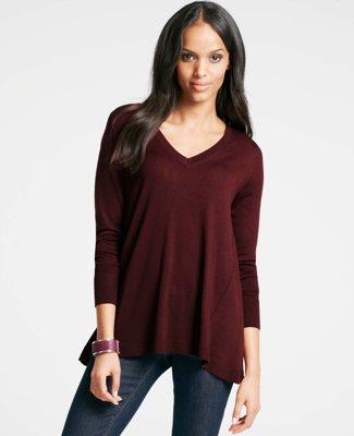 Deep V-neck Trapeze Sweater