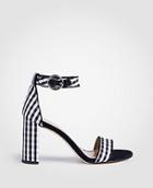Ann Taylor Leannette Piped Gingham Block Heel Sandals