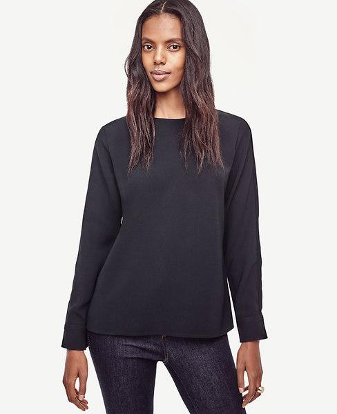 Ann Taylor Crepe Back Keyhole Blouse