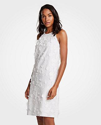 Ann Taylor Floral Applique Halter Dress