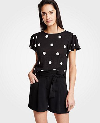 Ann Taylor The Flutter Linen Tee In Dot