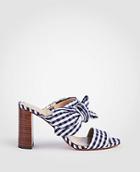 Ann Taylor Oriana Gingham Bow Block Heel Sandals
