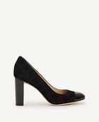 Ann Taylor Alma Quilted Suede Cap Toe Pumps