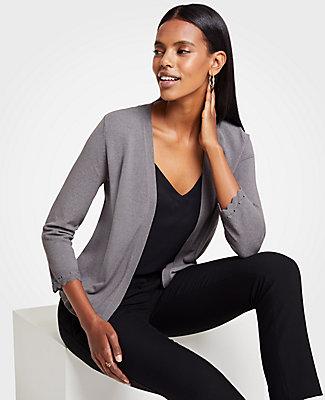 Ann Taylor Scalloped Cuff Open Cardigan