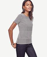Ann Taylor Houndstooth Pocket Tee