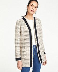 Ann Taylor Framed Fringe Tweed Jacket