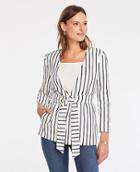 Ann Taylor Striped Belted Topper