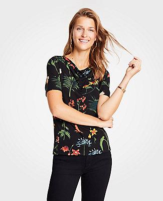 Ann Taylor Wild Botanical Cowl Neck Top