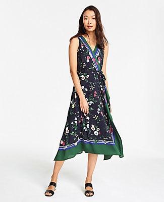 Ann Taylor Floral Border Sleeveless Dress