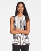 Ann Taylor Scarf Print Sleeveless Button Down Top