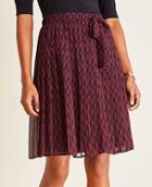 Ann Taylor Geo Tie Waist Pleated Skirt