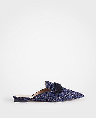 Ann Taylor Elsie Tweed Bow Slides
