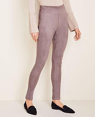Ann Taylor Faux Suede Seamed Side Zip Leggings