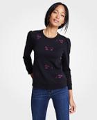 Ann Taylor Embroidered Floral Sweatshirt