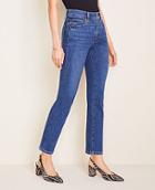 Ann Taylor Sculpting Pockets Straight Leg Jeans In Indigo Wash