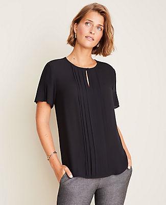 Ann Taylor Pleated Keyhole Top
