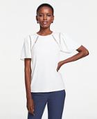 Ann Taylor Circle Lace Trim Top